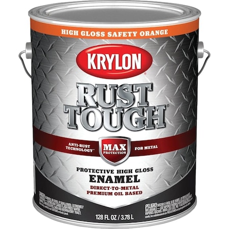 Krylon Rust Tough Gloss Anti-Rust Safety Color Rust Control Enamel, Safety Orange, 1 Gal. K09768008